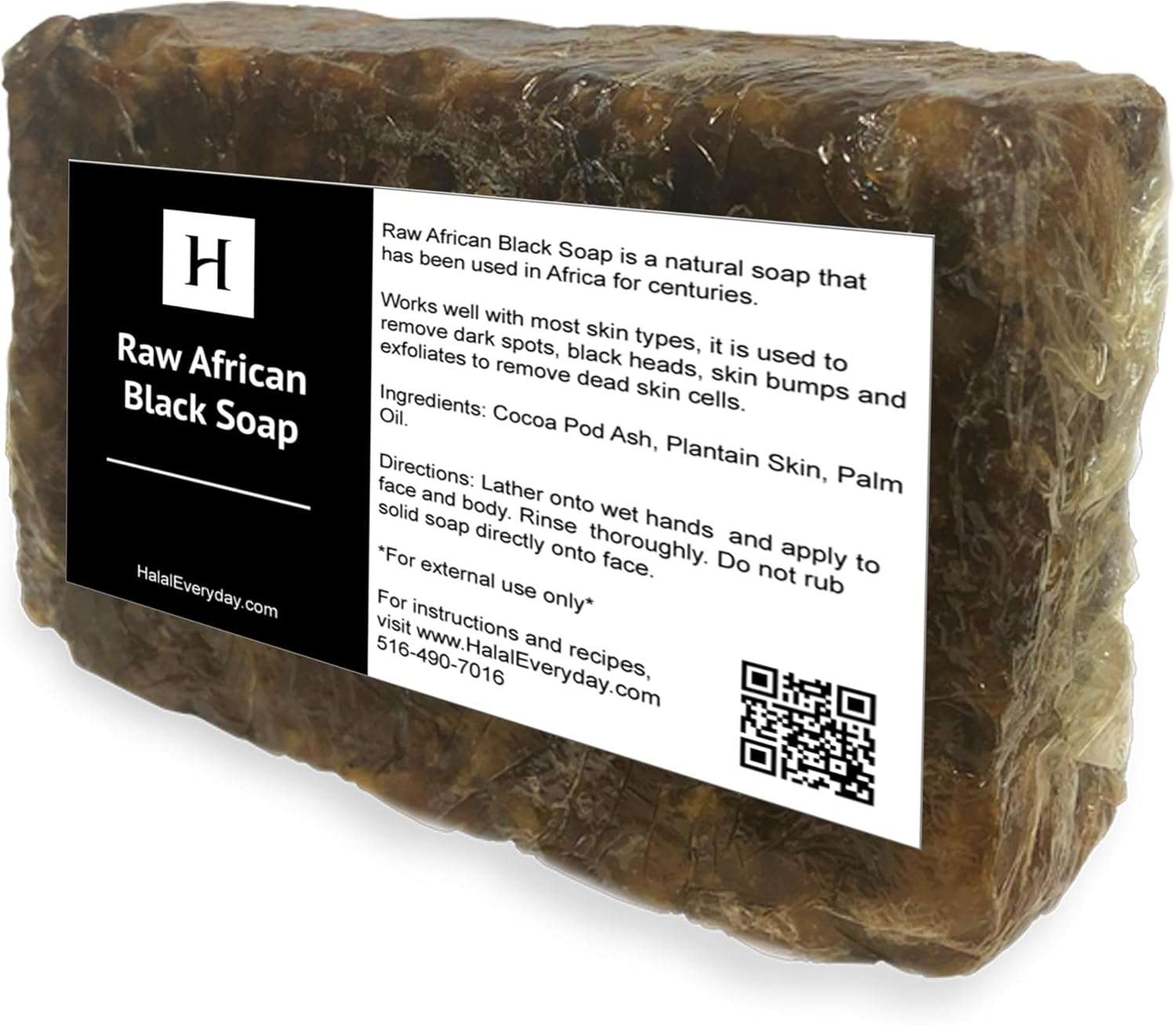 Halaleveryday Raw African Soap from Ghana, Shea Butter, Black, 1 Lb. image number 2