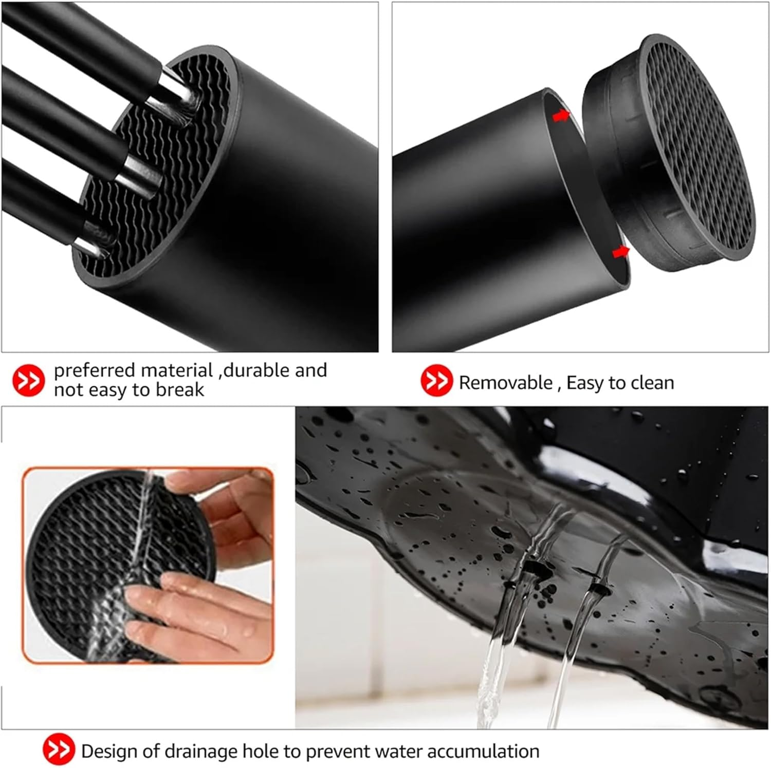 SMART PEPPER Knife Block Holder, Universal Knife Block without Knives, Unique Double-Layer Wavy Design, Black Knife Holder for Kitchen, Space Saver Knife Storage with Scissors Slot