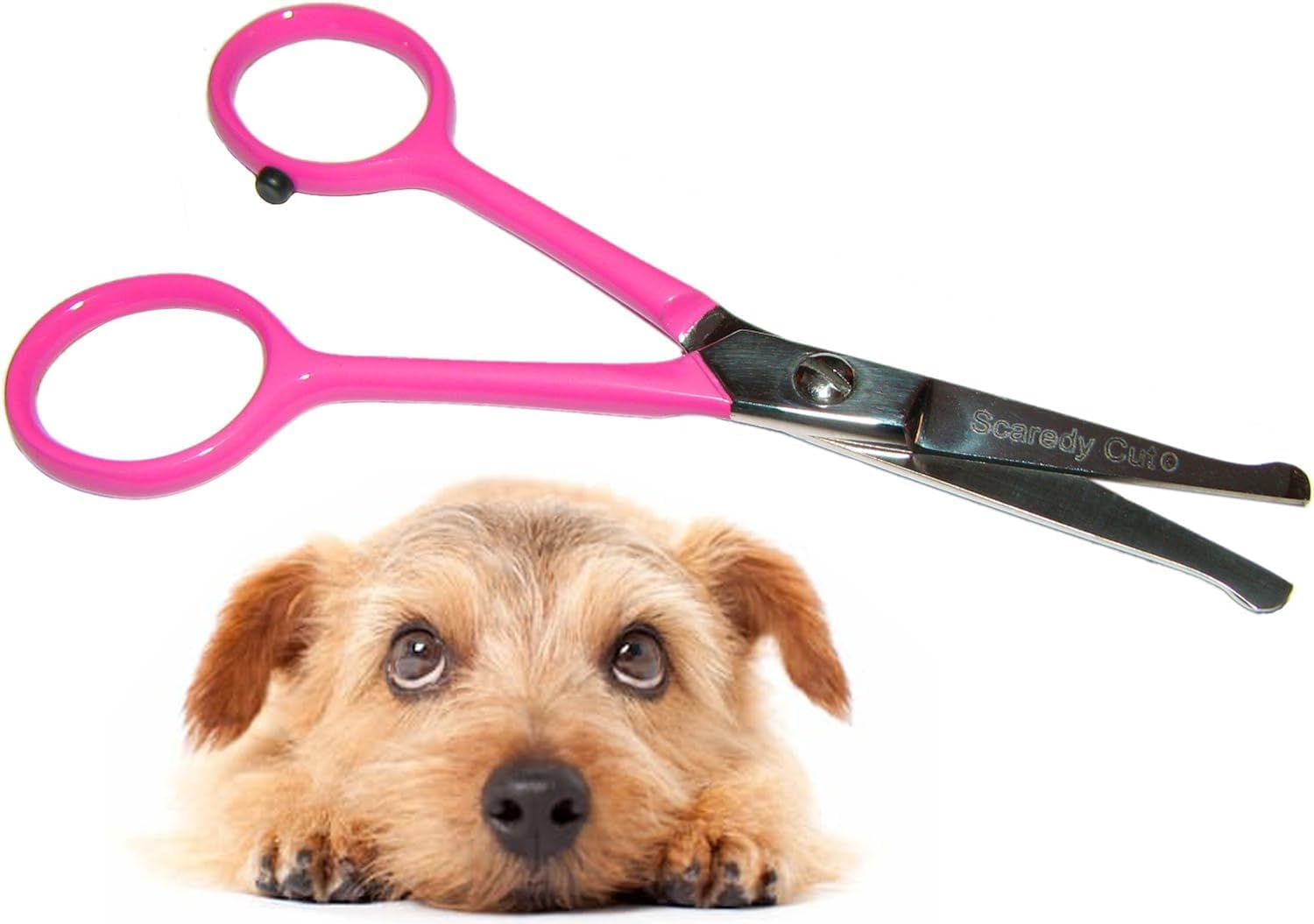 Tiny Trim - Ball-Tipped Small Pet Grooming Scissor - 4.5" Ear, Nose, Face, Paw - for Cats, Dogs, Pets &ndash; Pink