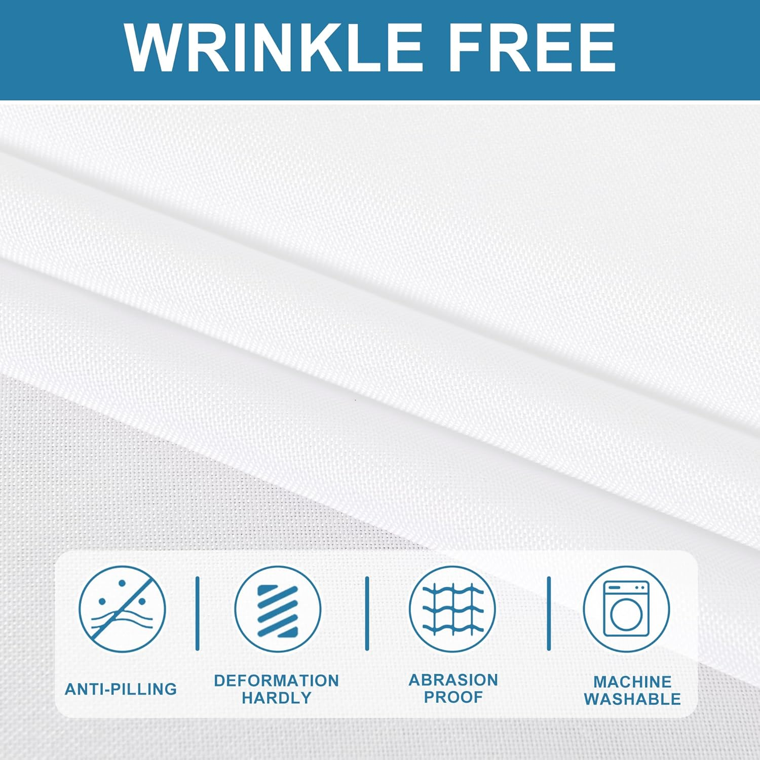 DWCN round Faux Linen Tablecloth 152Cm - Wrinkle and Stain Resistant Washable Polyester Fabric for Dining Room Kitchen, Dining, Party, Weddings and Restaurants, White image number 2