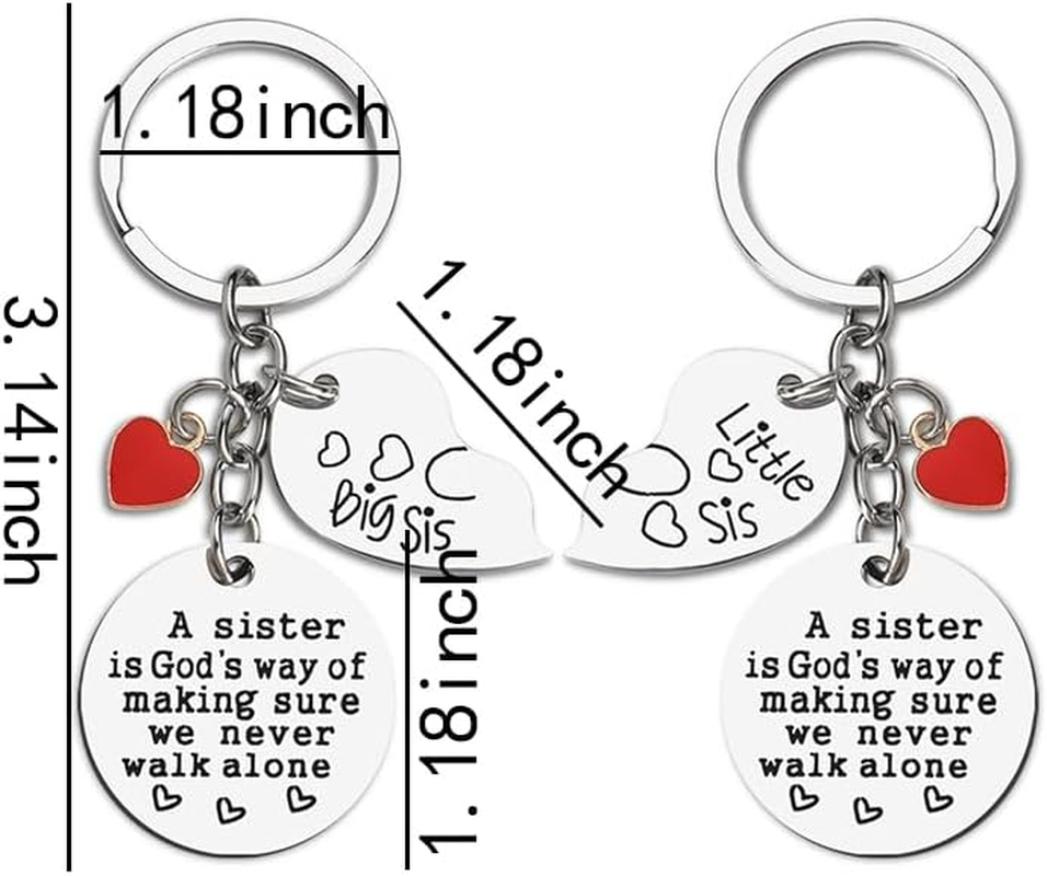 Little Big Sister Gifts for Women Sister Chritstmas Birthday Gifts for Sis Sister Key Chain a Sister Is God'S Way of Making Sure We Never Walk Alone Sister Keychain for 2 Sisters Long Distance Gift image number 2