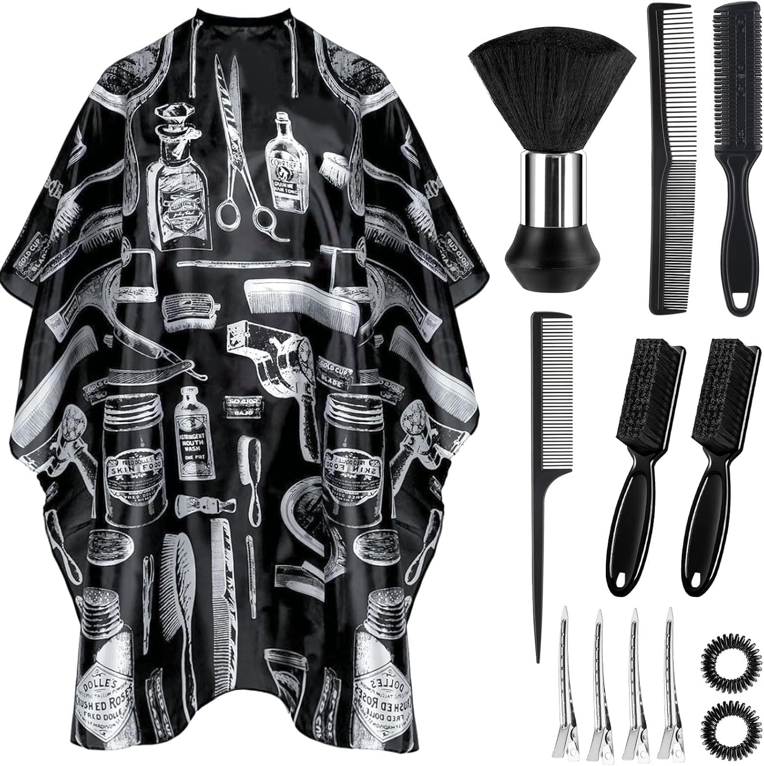 13Pcs Hair Cutting Cape with Neck Duster Brush Adjustable Extra Long Haircut Barber Cape 63" X 55" Profesional Barber Accessories for Men/Adults/Barber/Salon/Home/Women/Kids image number 4