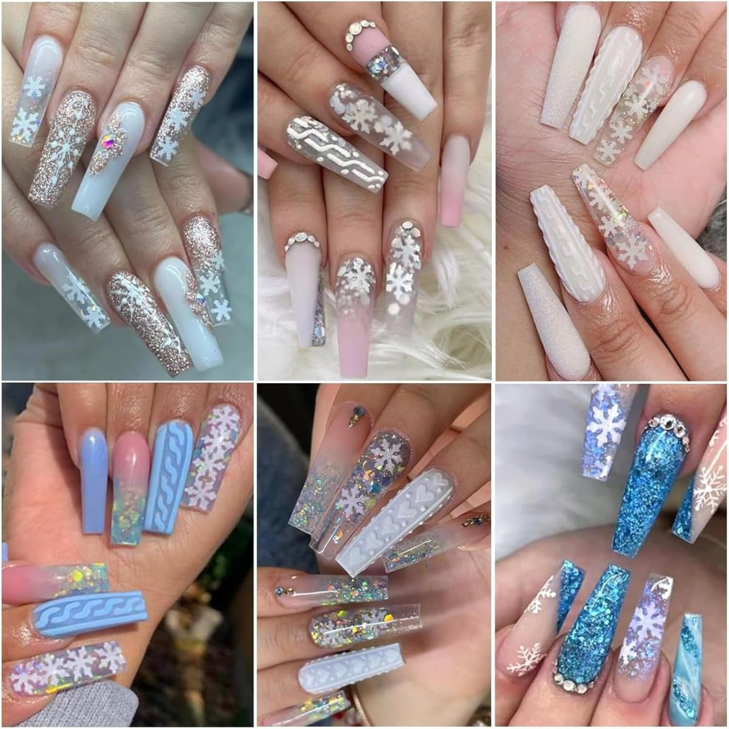 Itadaku 6 Boxes Christmas Snowflake Nail Glitter Set, Holographic Sequin Flakes for DIY Nail Art Decoration, Holiday Designs image number 6