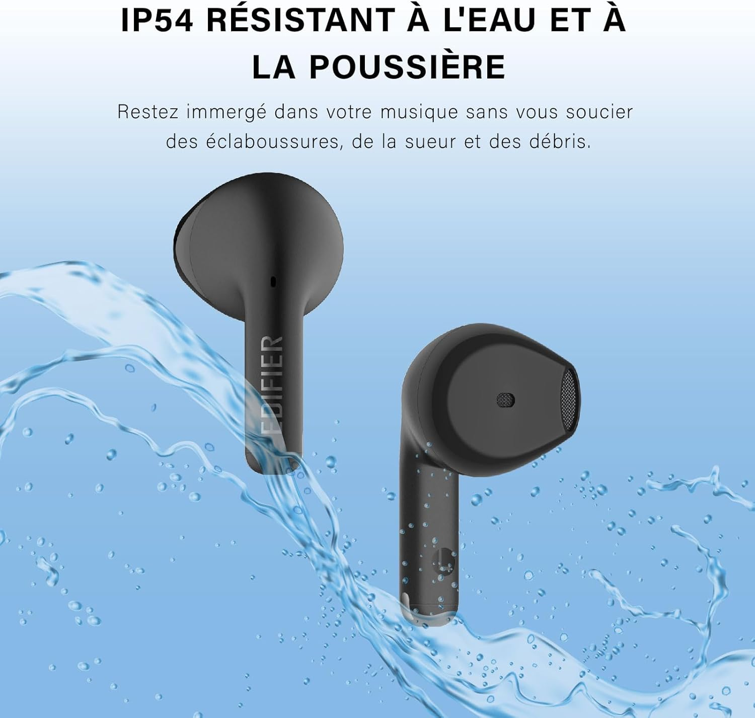 Edifier X2S True Wireless Earbuds, Bluetooth 5.3, 13Mm Dynamic Drivers, Deep Bass, Lightweight, AI Environmental Noise Cancelling, Custom Sound, IP54 Water Dust Resistant, Black image number 5