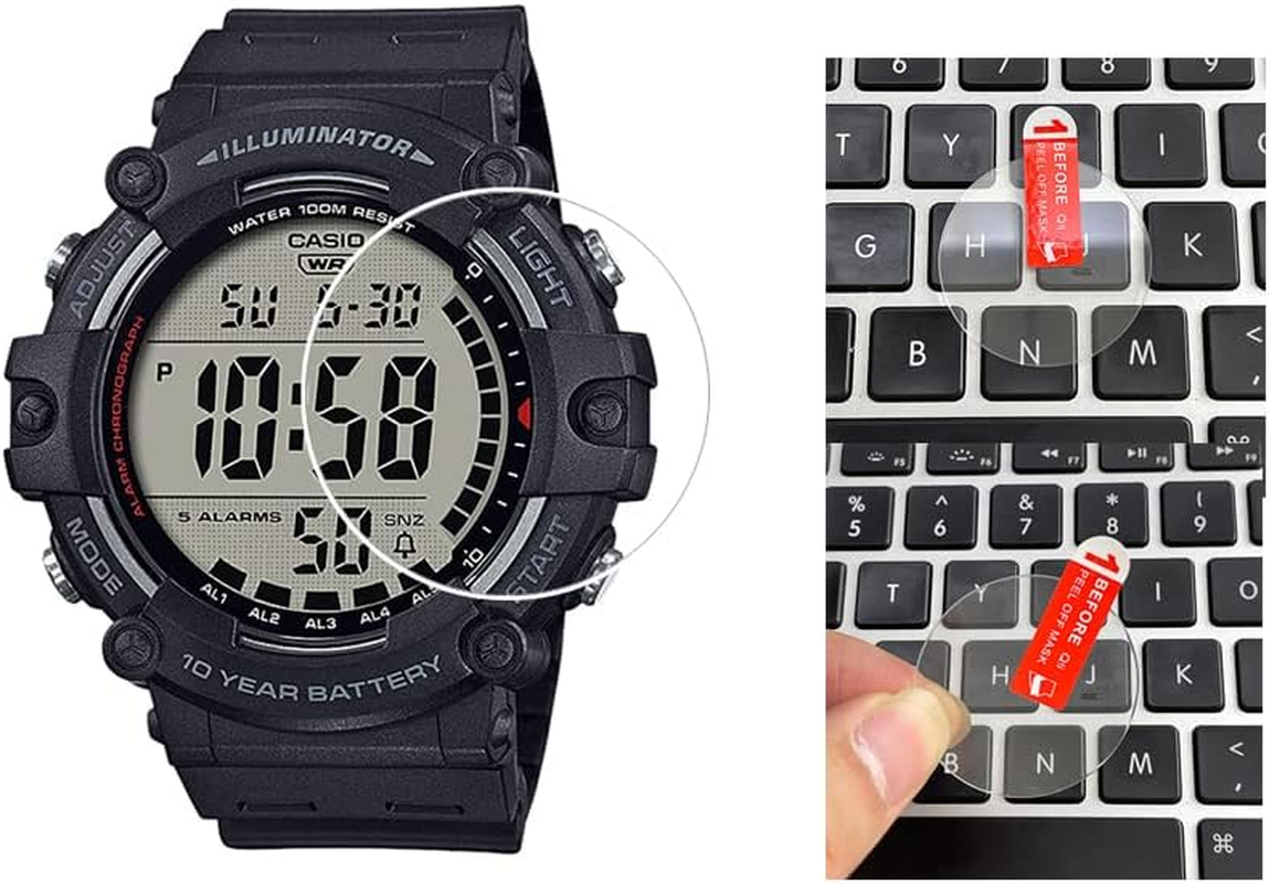 Screen Protector Compatible with Casio AE-1500WH AE-1500, [9H Hardness] [Anti-Scratch] [Anti-Fingerprint] Tempered Glass Screen Protector Crystal Clear [Pack of 2] image number 3