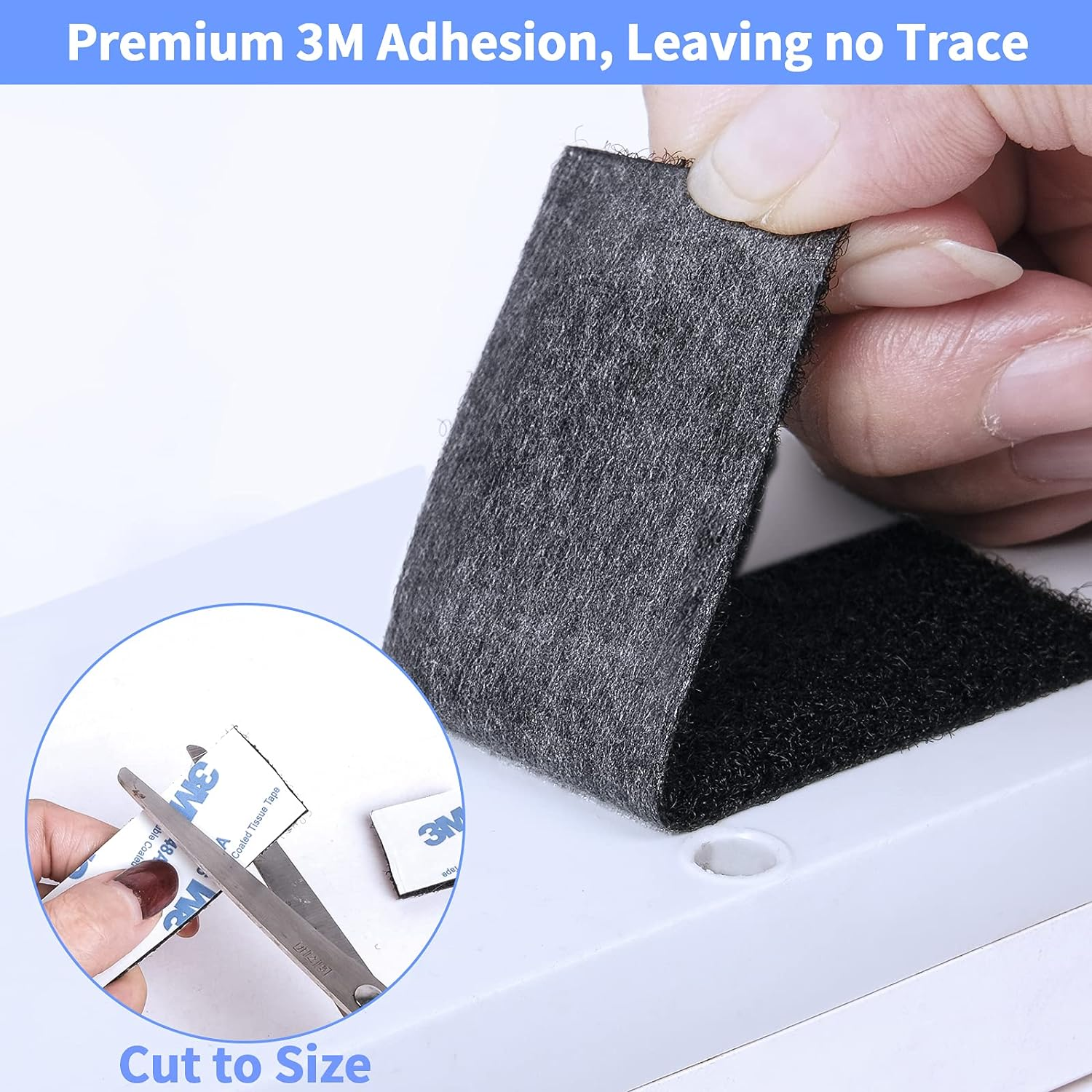 3M Industrial Strength Sticky Back Fastener | 5 X 10 Cm 12 Sets | Interlocking Tape Mounting Tape for Carpet, Couch Cushions, Pedal Board - Black image number 6