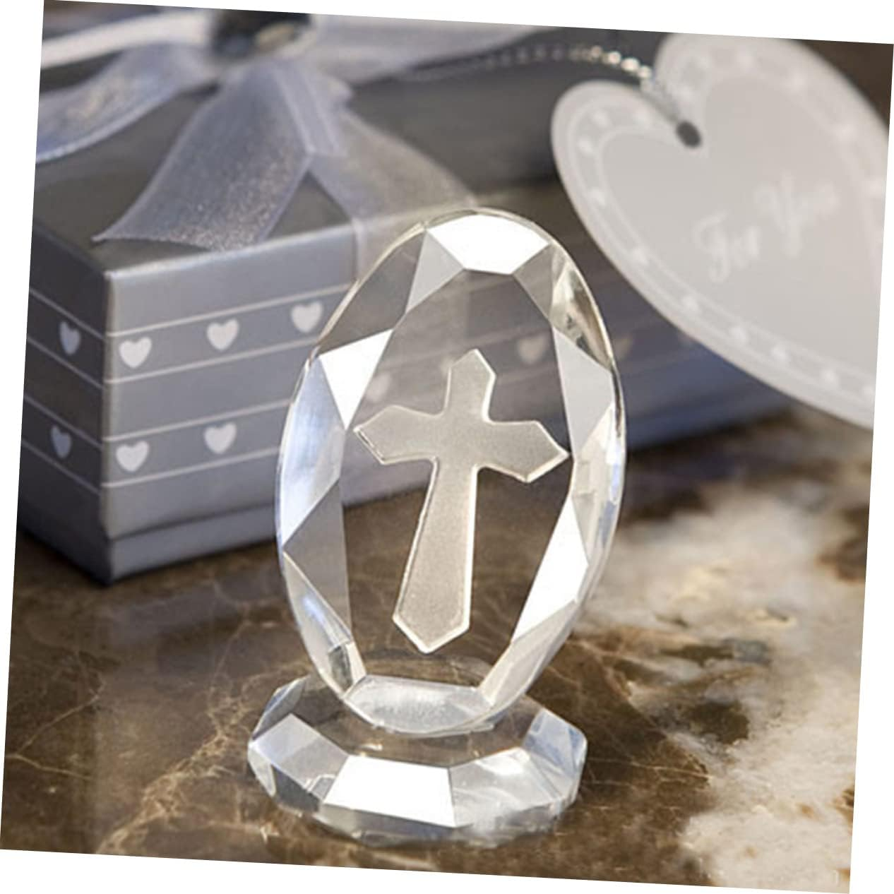2 Sets Baptism Crystal Cross Ornaments for Shower Decoration Elegant Keepsake for Newborns Packaging image number 1