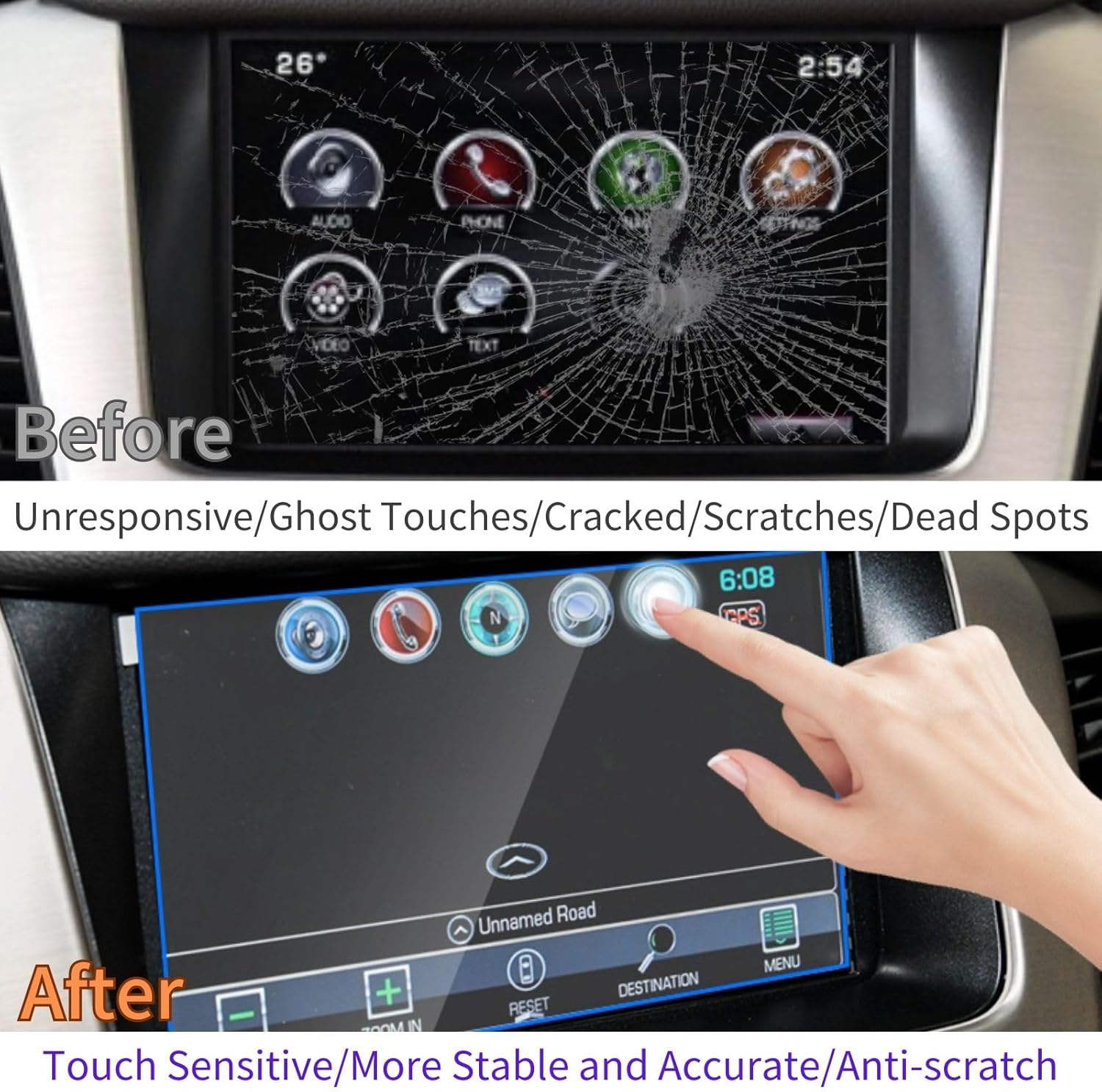 Kixfwpy 8&rdquo; 55Pin Touch Screen Digitizer Replacement for GMC Mylink Navigation Radio Replace DJ080PA-01A Fit for 2015-2018 Chevrolet Suburban Tahoe Chevy Colorado Silverado GMC Yukon Canyon Sierra image number 1