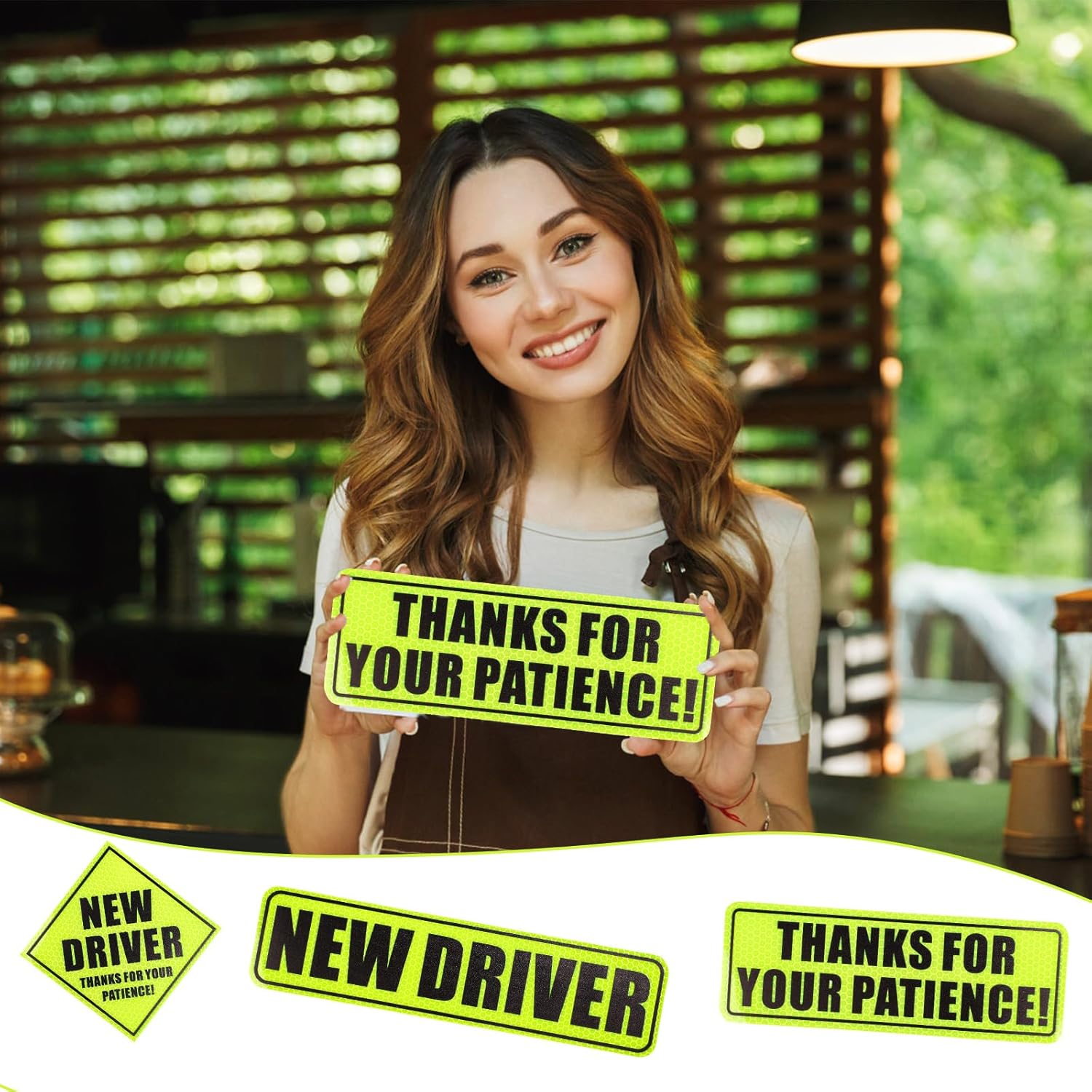 3Pcs New Driver Magnet for Car, Thanks for Your Patience Student Driver Sticker Magnetic Reflective Bumper Stickers Novice Rookie Driver Road Safety Sign New Driver Decal for Car (Green)