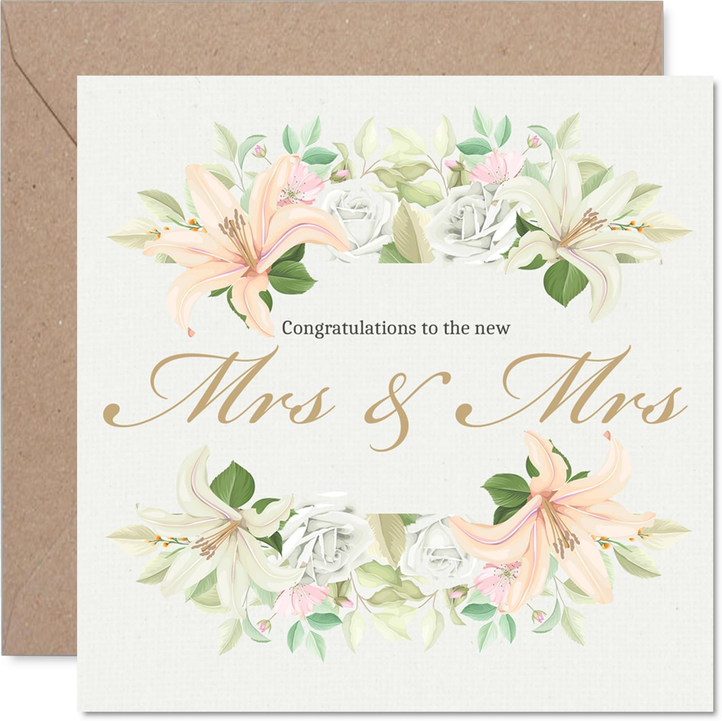 Wedding Card for Couples - Floral Bouquet Mr & Mrs - Congratulations Gifts, Congrats Well Done Card for Friends Family Colleague Neighbour, 145Mm Happy Marriage Greeting Cards