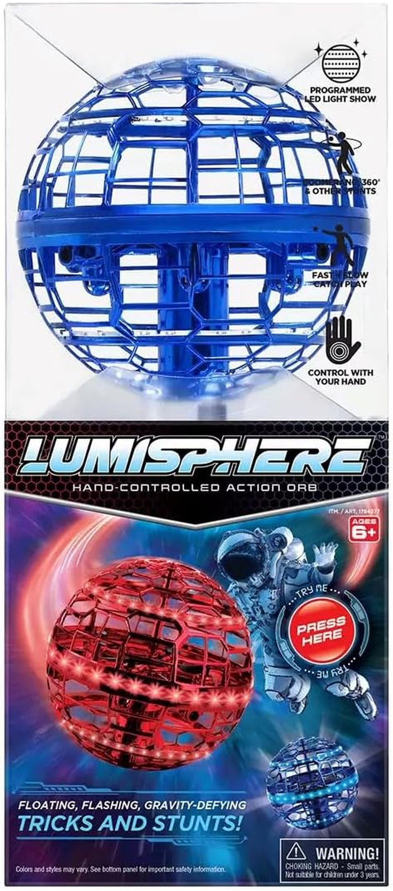 Flying Spinner with LED Lights Assortment (6+) Hoverstar Lumisphere Flying Orb (Red)