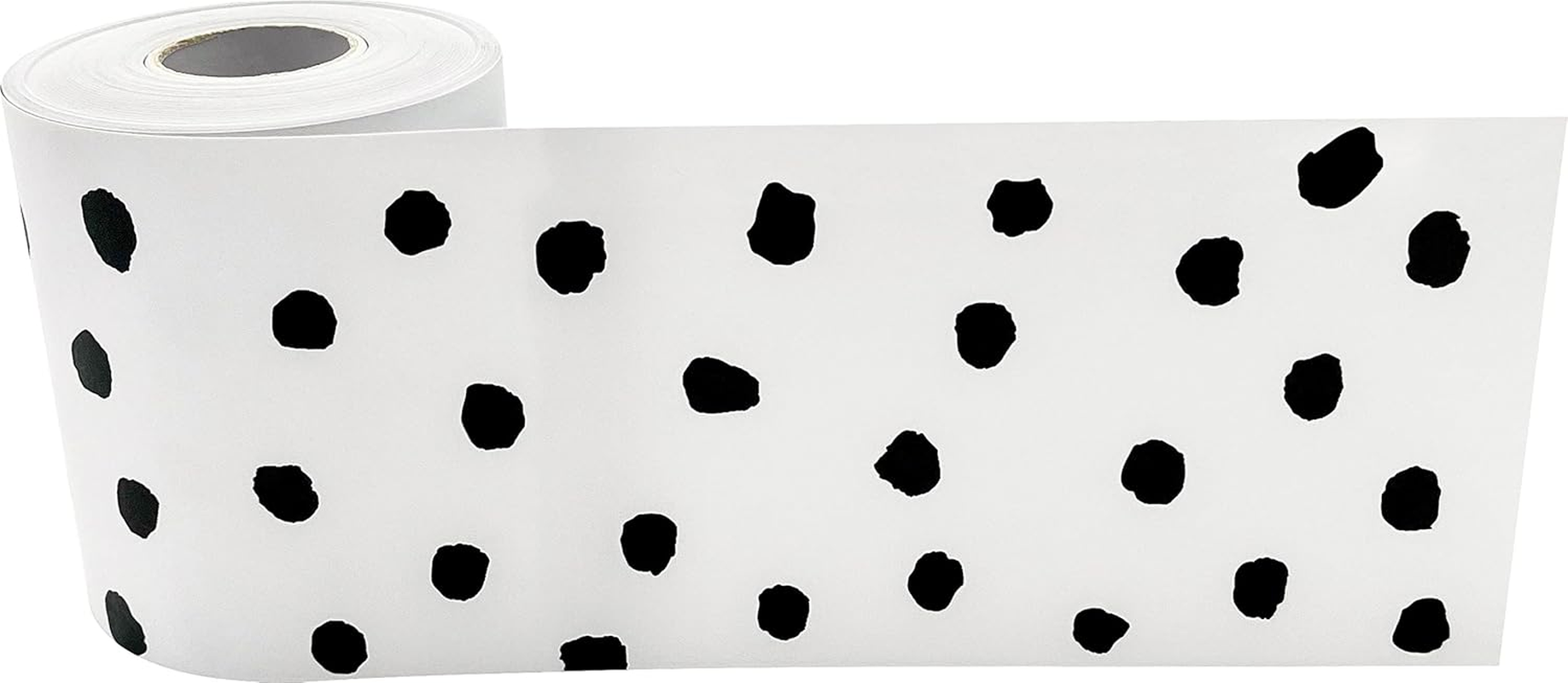 Teacher Created Resources Black Painted Dots on White Straight Rolled Border Trim (TCR8910) image number 1