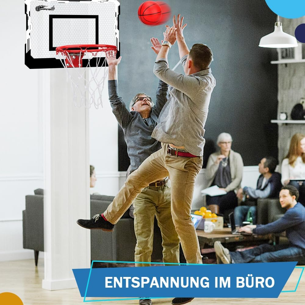 Mini Basketball Hoop for Children Adults, over Door Basketball Hoop with 3 Rubber Balls, Sports Party Favour for Home Office Door Wall, Gift for Boys Girls image number 5