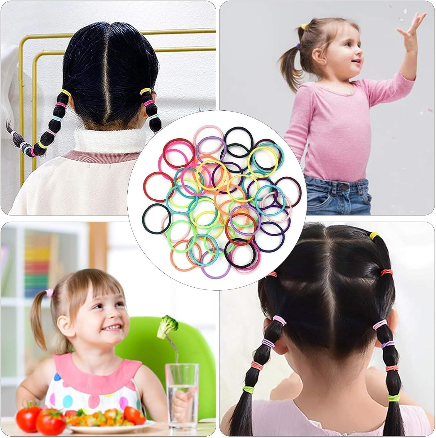 JOVALA 200 PCS Small Baby Hair Ties Ponytail Holders Hair Ties,1 Inch Multi Colors Mini Hair Holders Baby Girls Kids Elastic Rubber Bands for Toddlers Infants Kids Hair Accessories image number 3
