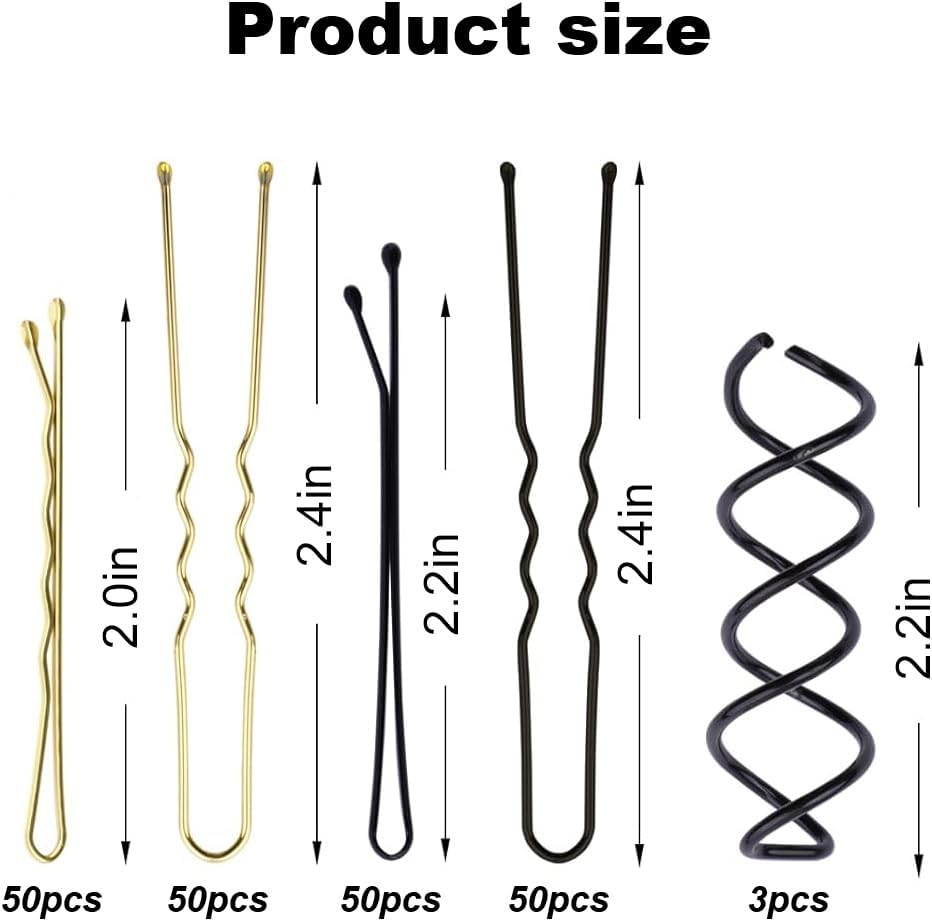 Aililong Hair Pins Set 343 Pieces - Bobby Pins, U Hair Clips, Spiral Hair Pins, Hair Scrunchie - Hairstyle Accessories for Girls - Storage Box Included image number 1