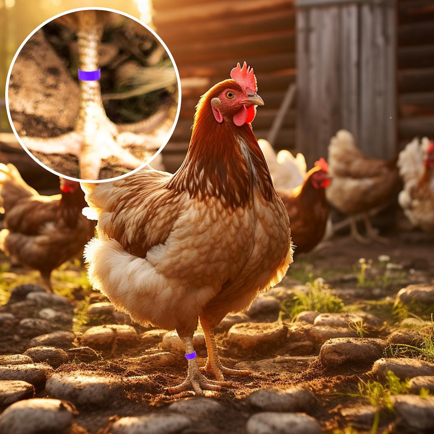 Chicken Leg Bands, 100 Pcs Chicken Leg Rings Identification Band 10 Colors Chick Tags for Legs Poultry Foot Rings Legs Bands for Poultry Identification (16Mm) image number 1