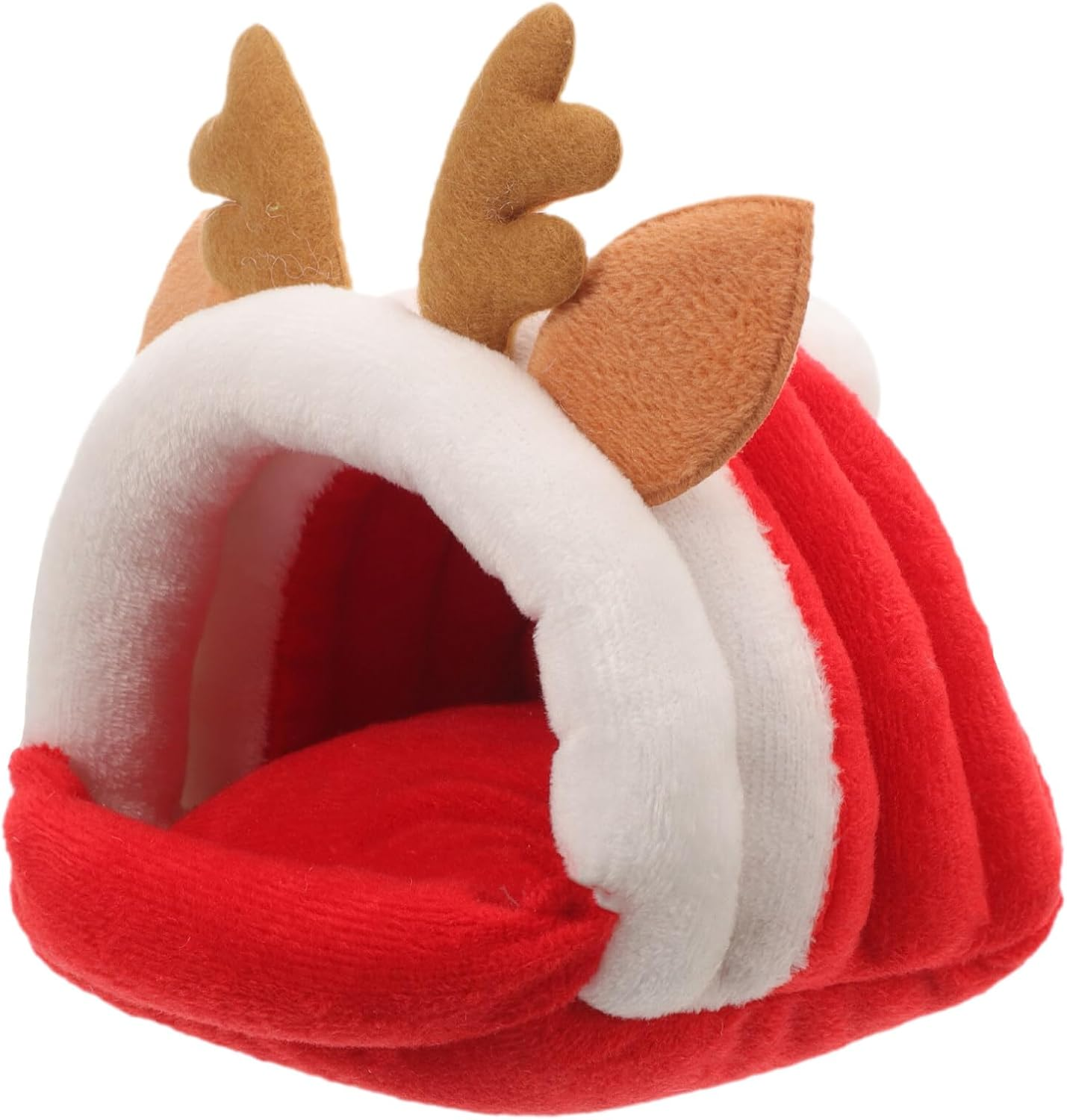 PRETYZOOM Christmas Guinea Pig House Cute Xmas Elk Shaped Hamster Hideout Winter Warm Chinchilla Bed Sleeping Cave for Small Pets Size S image number 5