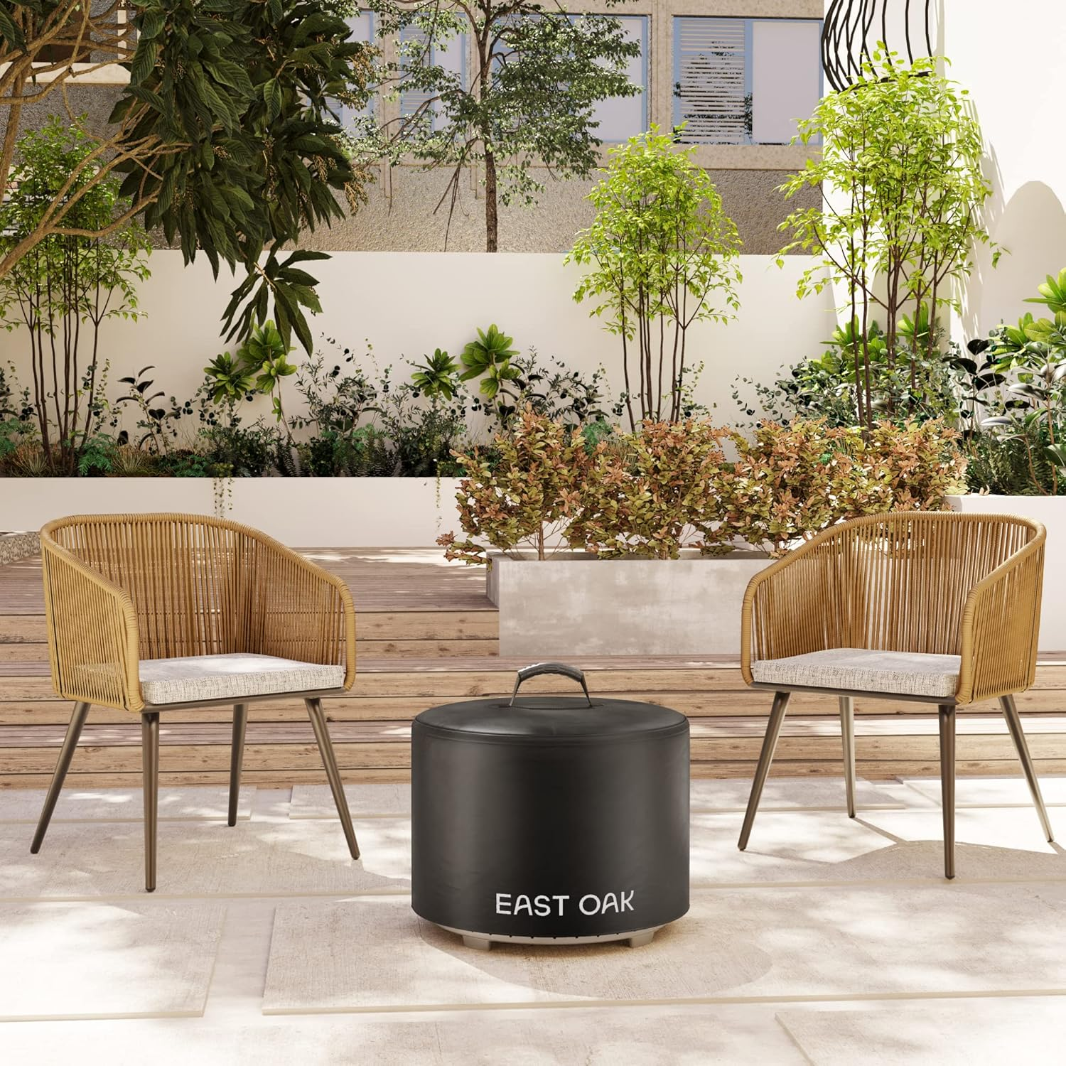 EAST OAK 21'' Fire Pit Cover for Outdoor Smokeless Firepit, 500D Heavy Duty Fabric Bonfire Pit Accessories for Camping, Waterproof, Dustproof, and All-Weather Resistant, 21.26"Dia X 13.97"H, Black image number 6