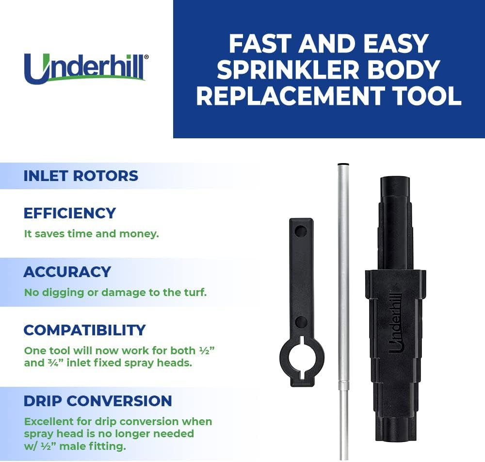 Underhill Easyout 2In1 Sprinkler Removal Tool for Rotors and Spray Head Replacement with Torque Wrench, Irrigation Pop-Up Repair Tool, A-EO-SRT-RS image number 1