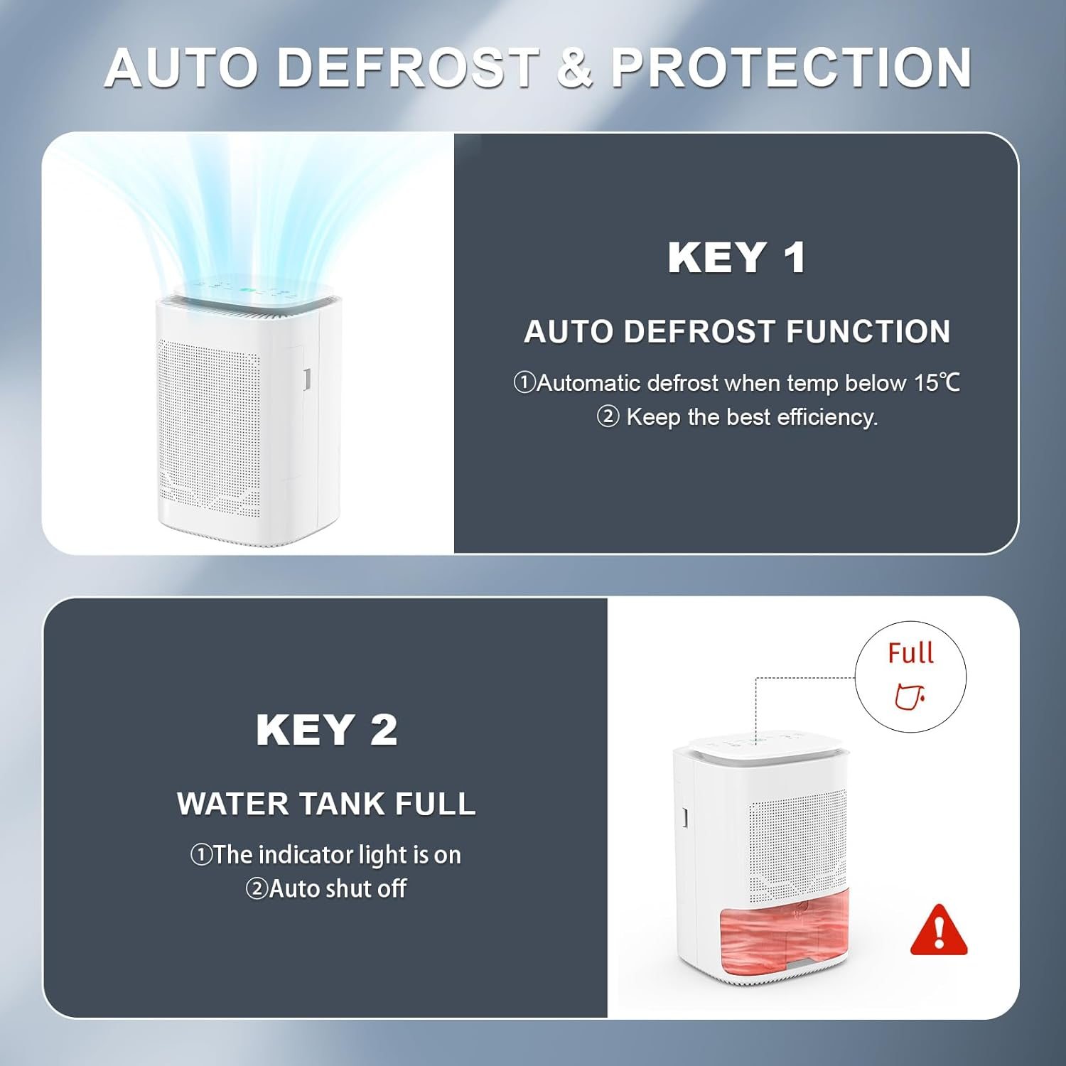 Advwin Dehumidifiers Air Purifier 2 in 1, Air Dehumidifier with Drain Hose 1600Ml Water Tank, Quiet Small Dehumidifiers Suitable for Bedroom, Bathroom, Wardrobe Room, Office, White