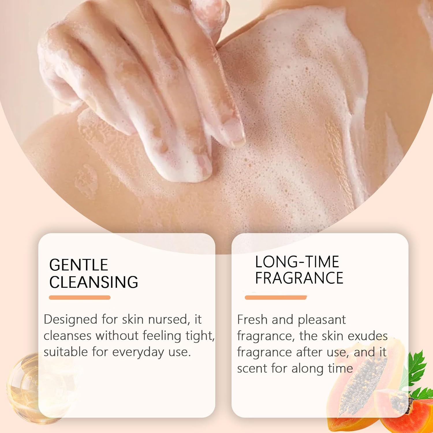 Papaya Shower Gel, Deeply Cleansing and Exfoliating, Whitening Smoothing Body Wash, Light Texture, Nourishing & Moisturizing Shower, Gentle Brightening, Fresher Long Time Fragrance (1Pcs) - 3Pcs image number 7