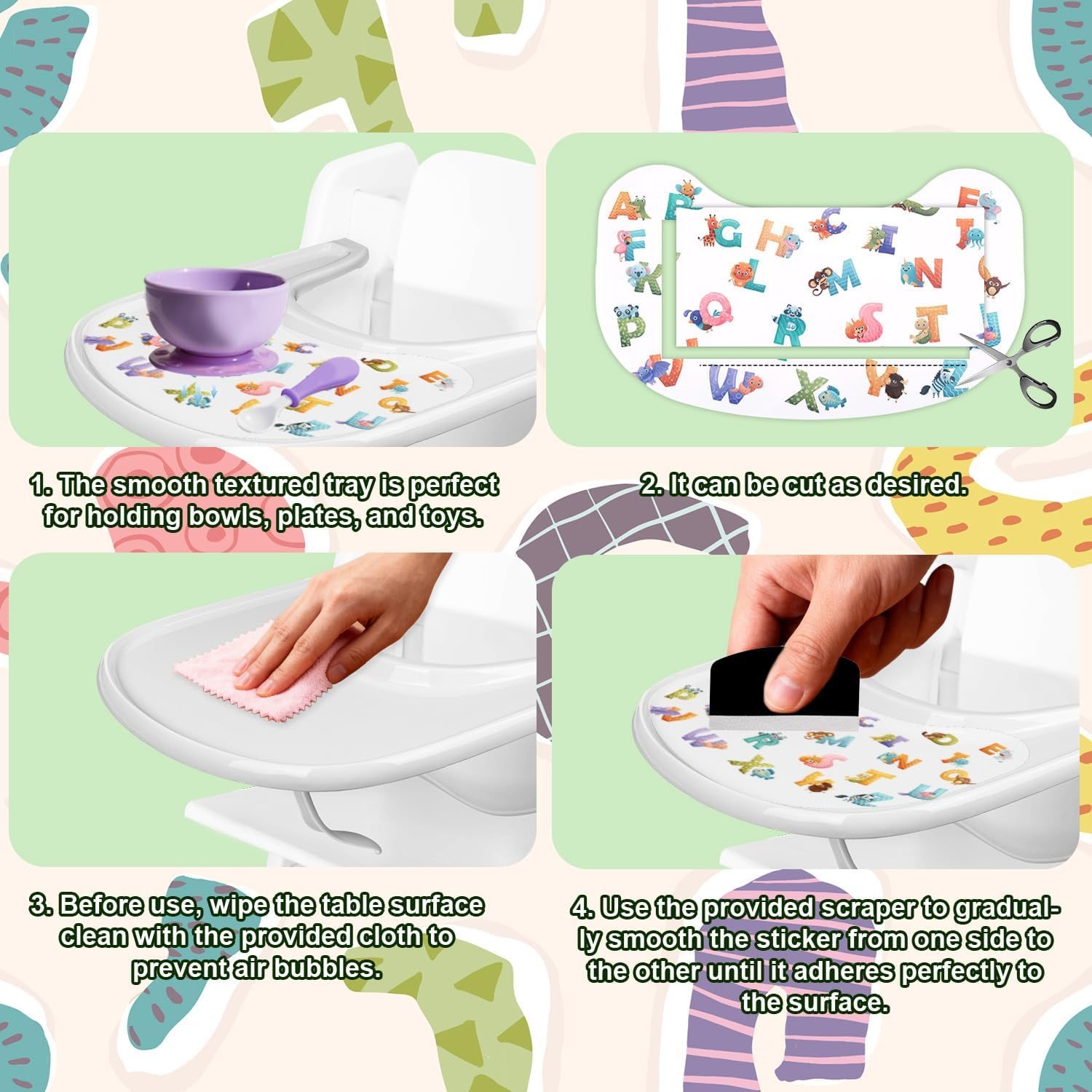 3Pcs Suction Solver Stickers for Stokke Tripp Trapp Trays, Animal & Letter Tray Suction Sticker Adhesive Placemat for Baby Bowls Plates & Toys High Chair Accessories(Peanut Shape) image number 1