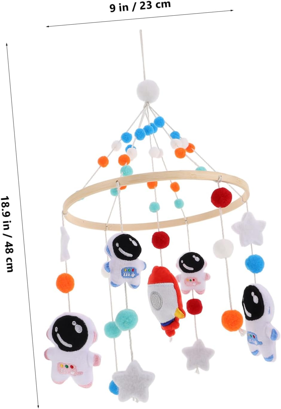 Space Themed Soothing Felt Rocket Astronaut Nursery Mobile for Gentle Sounds Wind Chime for Better Sleep Relaxation image number 3
