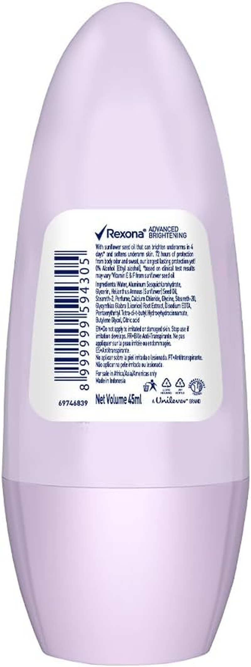 Rexona Advanced Brightening Roll on Deodorant 45 Ml image number 5