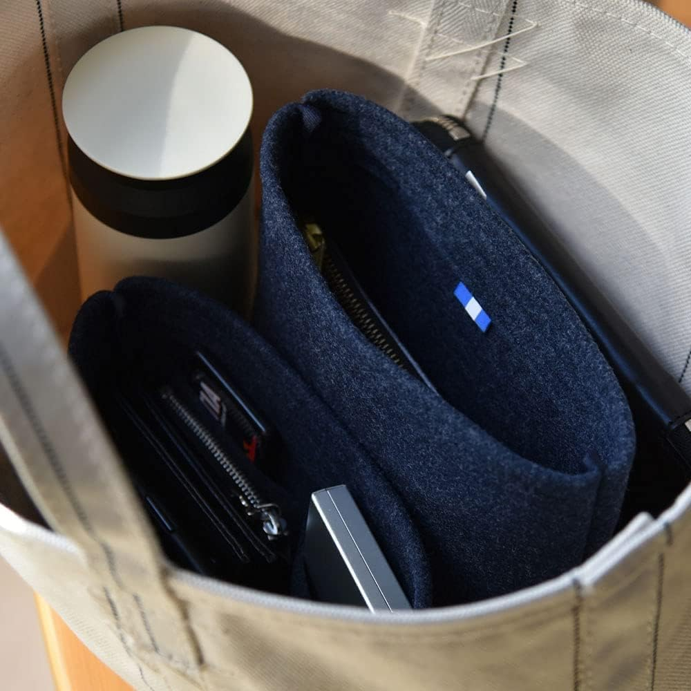 HYK MART Felt Purse Organizer Insert, Handbag Storage Pouch with Multi Pockets - Pack of 2 (Dark Grey) image number 5