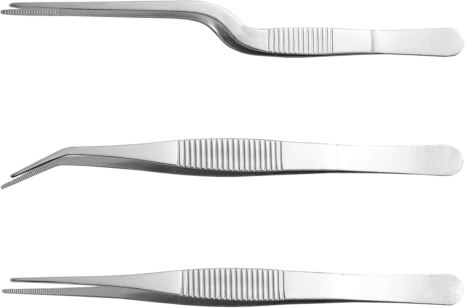 EXEXIUO 3Pcs Long Tweezers for Plants, Stainless Steel Needle Nose Tweezers Set for Succulent Gardening and Kitchen