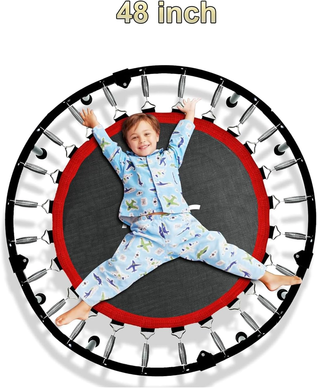 48" Rebounder Trampoline Foldable Fitness Indoor Exercise Workout Rebounder Trampoline with 5 Level Adjustable Heights Foam Handrail, Max Load 300KG image number 4