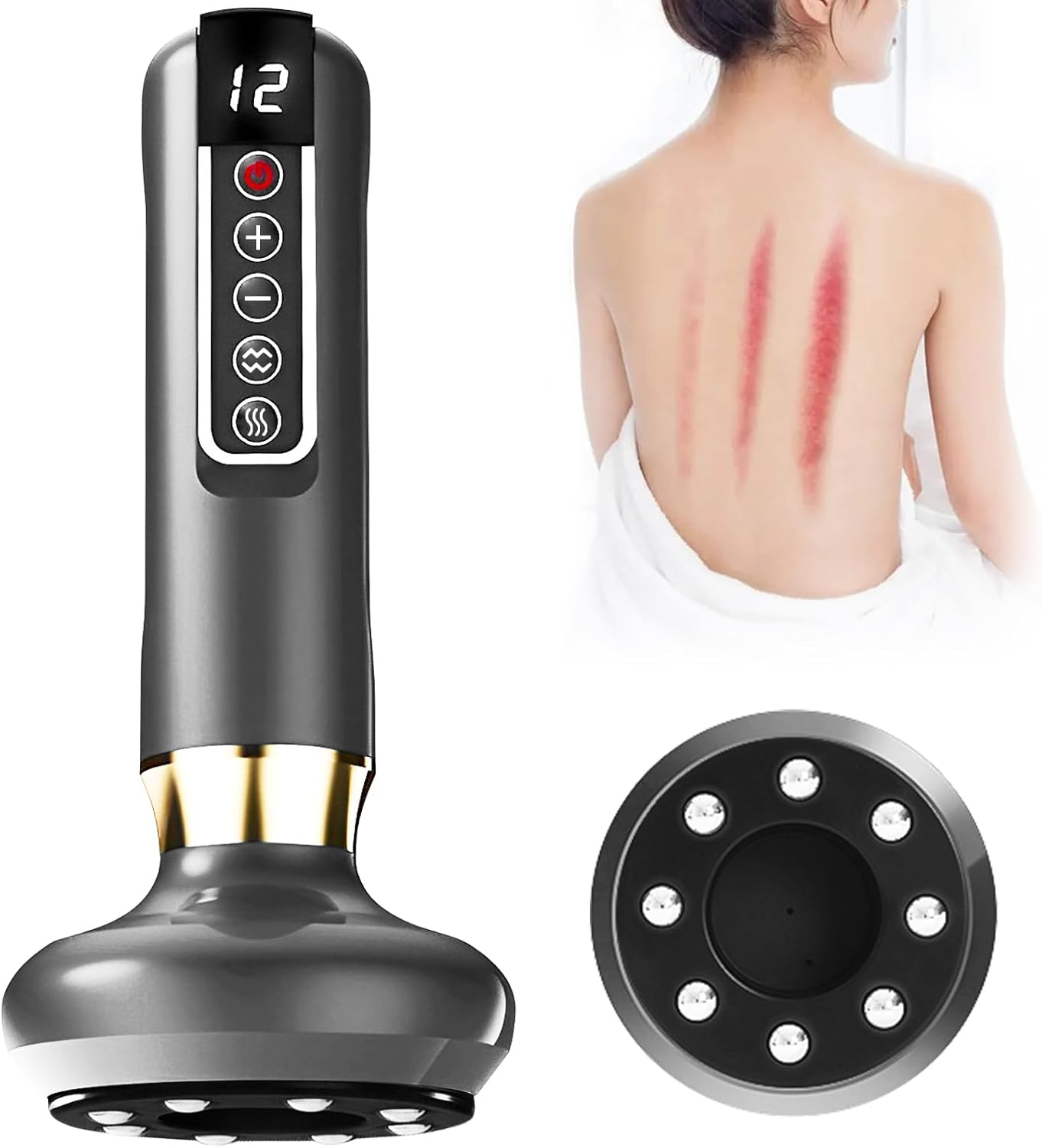 12 Level Electric Cupping Smart Scraping Massager Heating Guasha Massage (12-Speed Green)