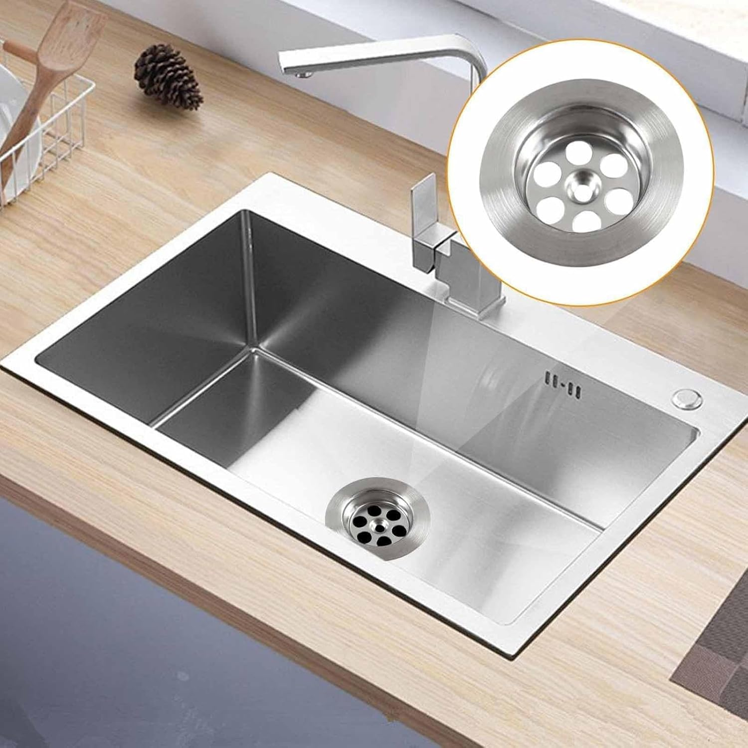 Stainless Steel Bathtub Hole Replacement Parts (With Screws) 2-Pack, 70Mm Universal Bathtub Plug Replacement, Contains 2 Screws, Bathtub/Bathtub Leak-Proof Screw Cap (Includes Screwdriver)