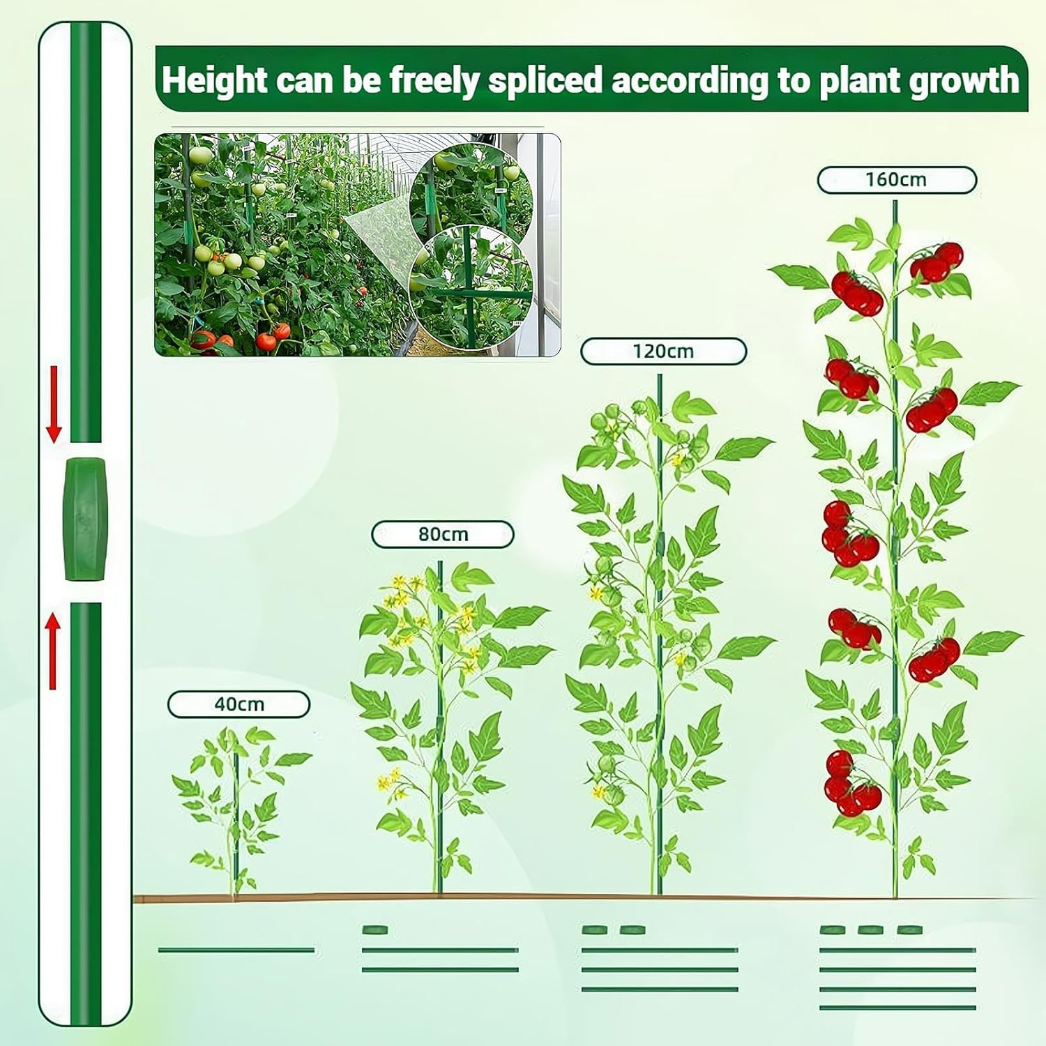 97Pcs Garden Stakes Set with 38 Fiberglass Plant Supports & 59 Accessories for Tomato, Vegetables, Climbing Vines - 4Ft/5Ft/6Ft/7Ft DIY Stakes for Indoor & Outdoor Gardening Supplies image number 5