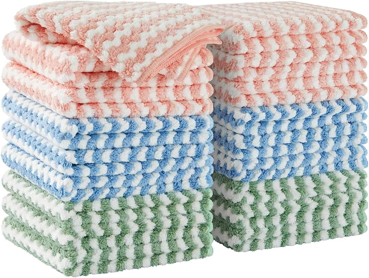 JOYMOOP Microfiber Cleaning Cloth, Mixed Color Towels with Edging, Ultra-Small Size 18 Pack (28.5 &times; 18.5 Cm), Absorbent Streak Free Lint Free Rags for Cleaning, Reusable and Washable Towels image number 6