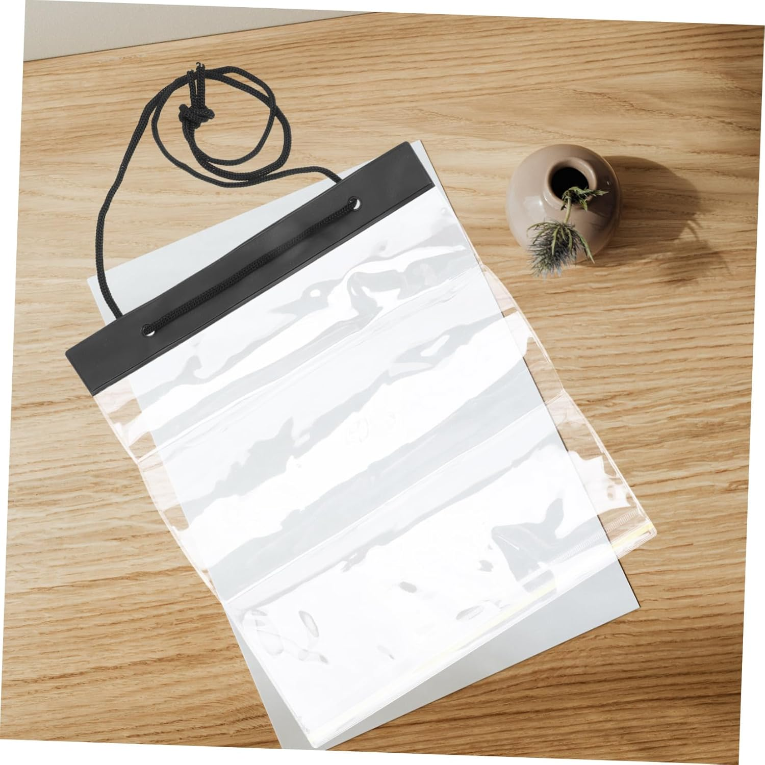 STAHAD Waterproof Drawstring Pouch File Holder PVC Document Bag Foldable Travel Organizer for Camping and Outdoor Training Office Use image number 1