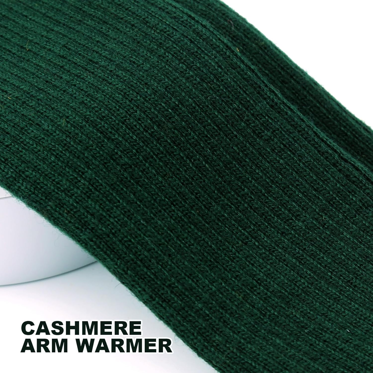 SEYUFN Winter Fingerless Long Gloves for Women Cashmere Blended Knitted Arm Warmers Super Soft Black Arm Sleeves image number 6