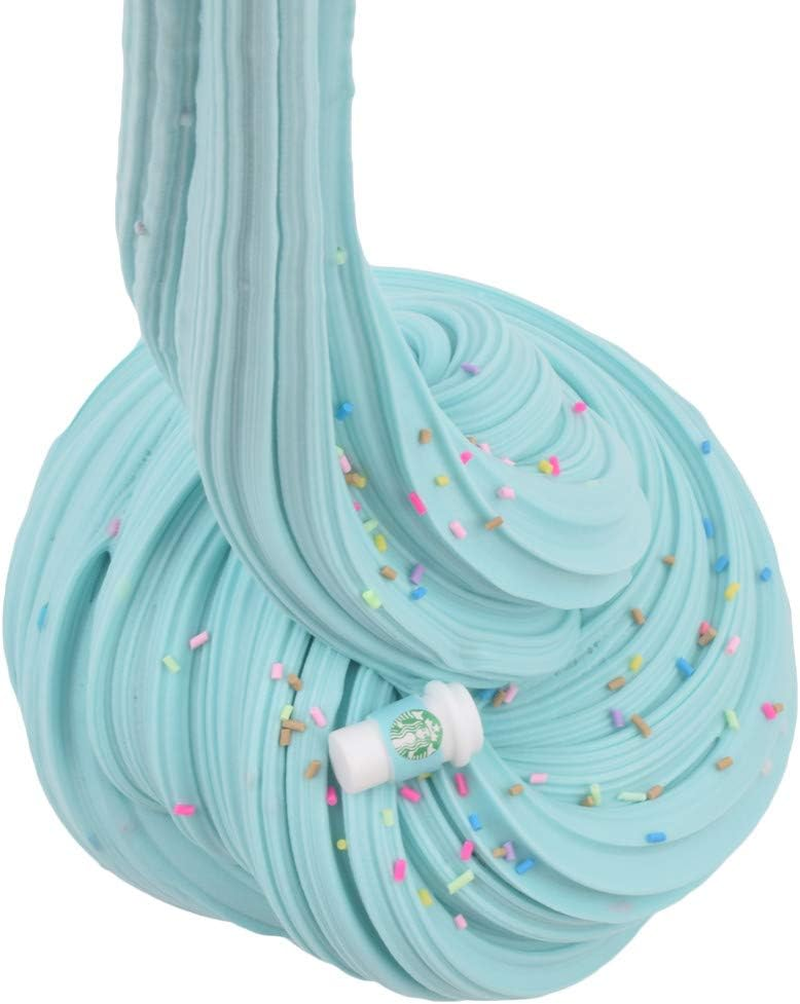 Latte Slime (Scented) with Charm, Butter Slime Strechy Non-Sticky and Glossy Slime, Stress Relief Toy for Girls and Boys (Blue)