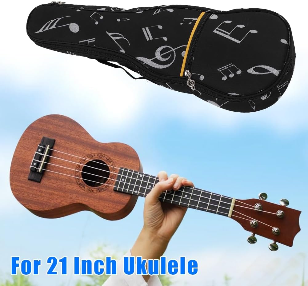 Ukulele Case, Oxford Cloth Waterproof Lightweight High Durability Ukelele Bag Large Storage with Exterior Front Zipped Pocket for Outdoor Black 21Inch image number 5