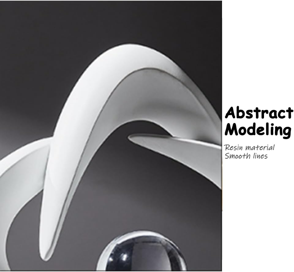 Modern Resin Abstract Sculpture,Tabletop Home Decor,Decorative Figurine for Tabletop Bookshelf Living Room,Office Decor (White) image number 5