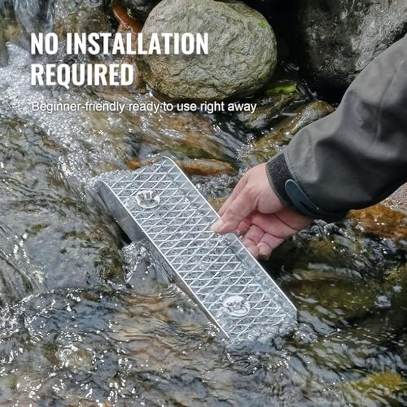 Gold Panning Kit with Portable Sluice Box, Aluminum Alloy Prospecting Trough & Sieve Set for River Gold Mining