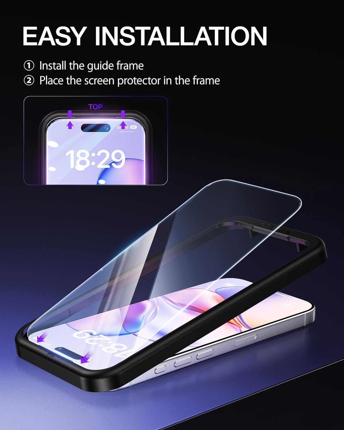 NIMASO for Iphone 17 Pro Screen Protector 6.3-Inch, 2 Pack 9H Hardness HD Clear Tempered Glass Military Grade Shatterproof, Anti-Scratch, with Easy Installation Tool image number 4