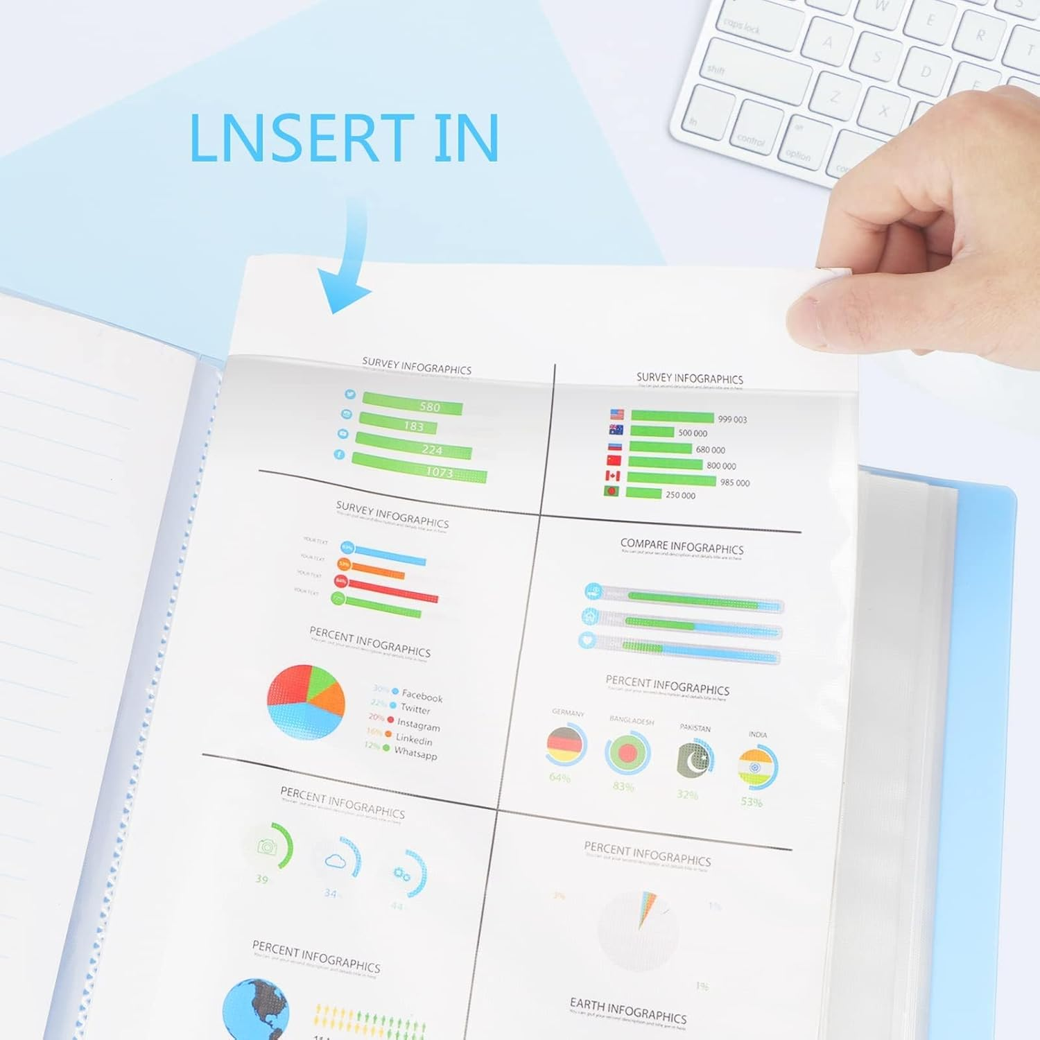 4Pcs Presentation Book with Clear Sheet Protectors, 60 Pockets A4 Portfolio Folder Binder Display 120 Pages Bound Sheet Protectors Brinder for Document, Kids Artwork, Diamond Painting image number 3