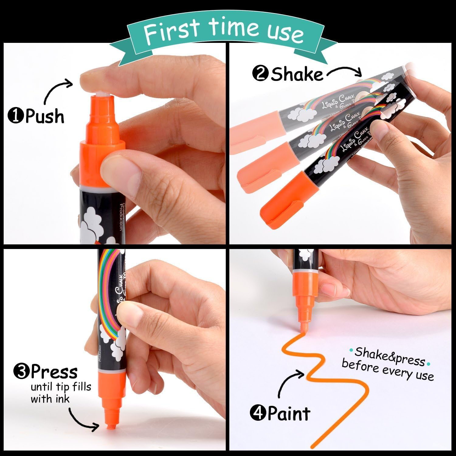 AGPTEK Fluorescent Marker Pen 8 Colors, Marker Pen Set for Writing Menu Board, Glass Bottle, Window image number 3