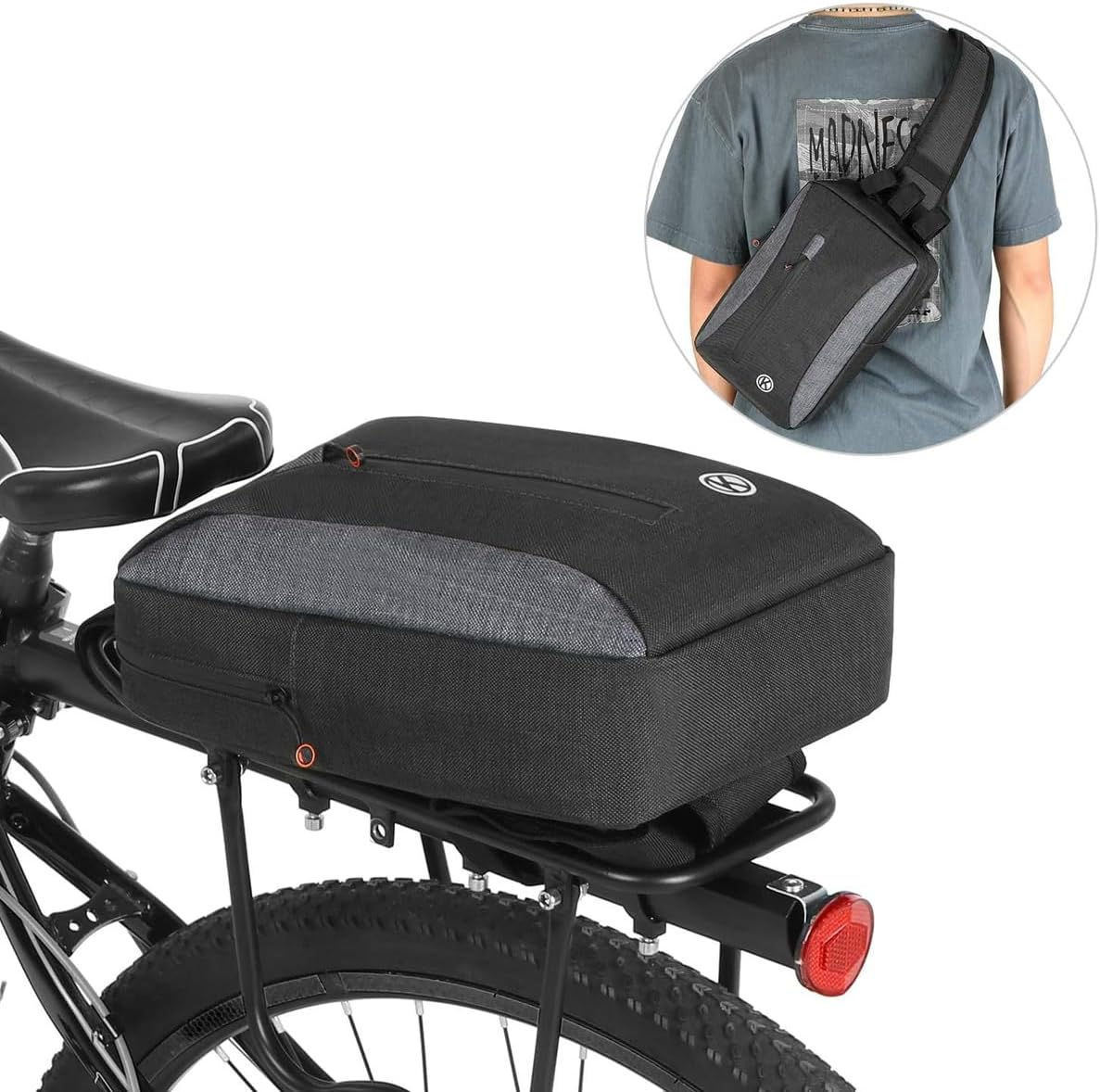 AIMALL Bicycle Handlebar Bag Mountain Bike Front Tube Bag Grey Oxford Fabric Folding Bike Cycling Storage Pouch 11.8In X 7.87In X 2.95In Magic Tape Strap Compact Equipment image number 3