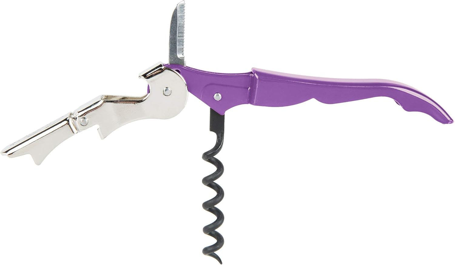 Pulltap'S Double-Hinged Waiters Corkscrew, Wine Opener and Foil Cutter, Beer Bottle Opener, Purple image number 2