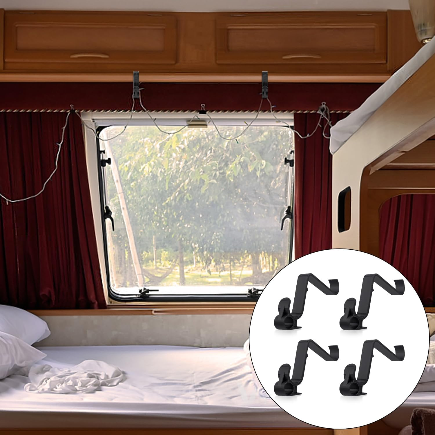 4Pcs Hooks for VW California, Hooks with Multifunctional Eyelet for VW California Beach Ocean Coast Comfortline T5 T6 T6.1 VW California Accessories (Black) - Grey image number 3