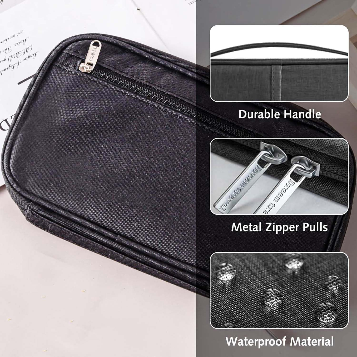 Luxiremi Passport Protective Case for Men and Women Travel Organiser Waterproof with RFID Blocker for Credit Cards, Tickets, ID and Travel Documents image number 1