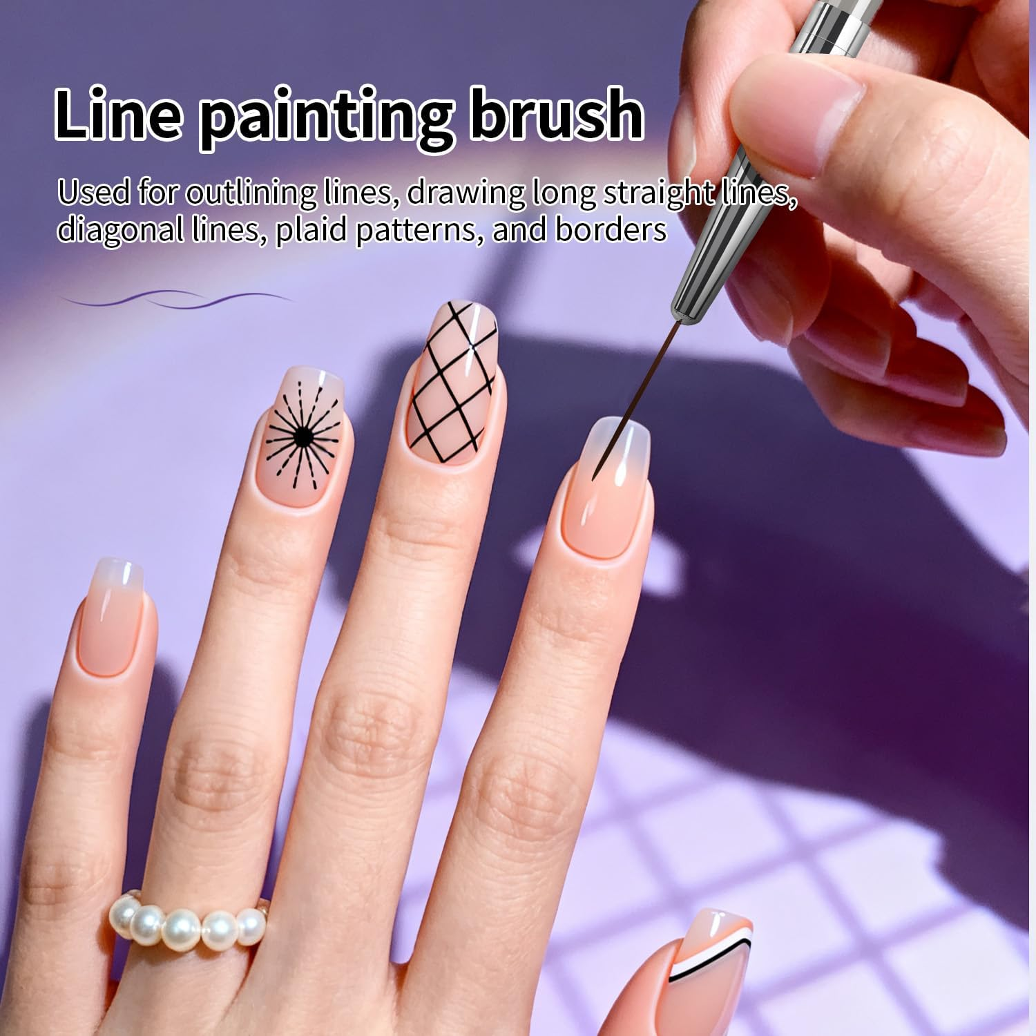 JODSONE 6Packs Nail Art Brushes, Nail Art Tool Set, Dotting Tools, Dust Brush,Striping Brushes for Long Lines, Drawing Pen for Gel Polish Design Supply,Diy Manicure Tools Gift for Women image number 3