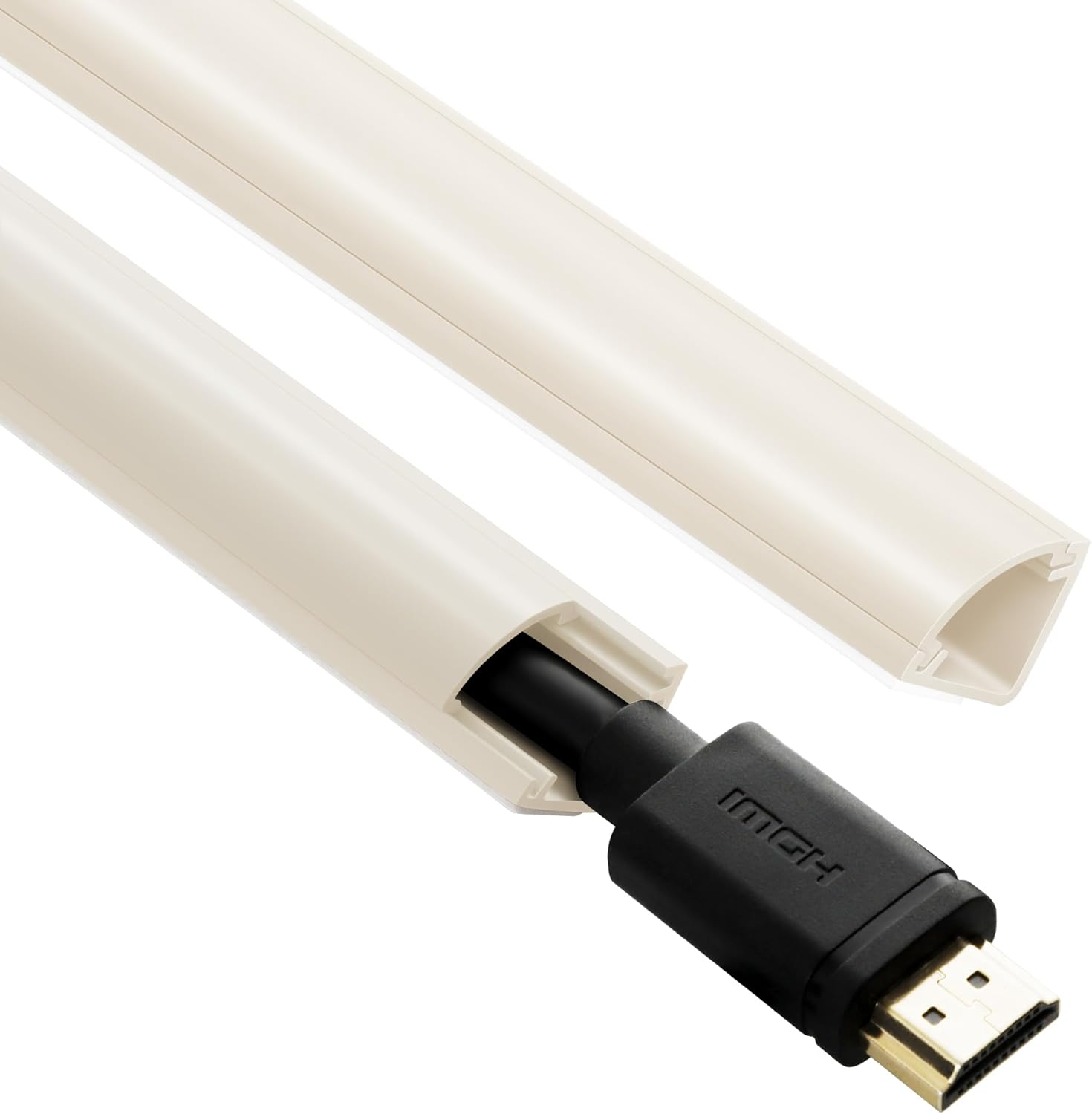 85In Corner Cord Hider, Large Capacity Wire Covers for Cords, Cord Concealer Paintable Corner Cord Cover, Quarter round Cable Raceway for Wall, Floor, Baseboard, Ceiling, 5 X L 17In, Beige image number 4